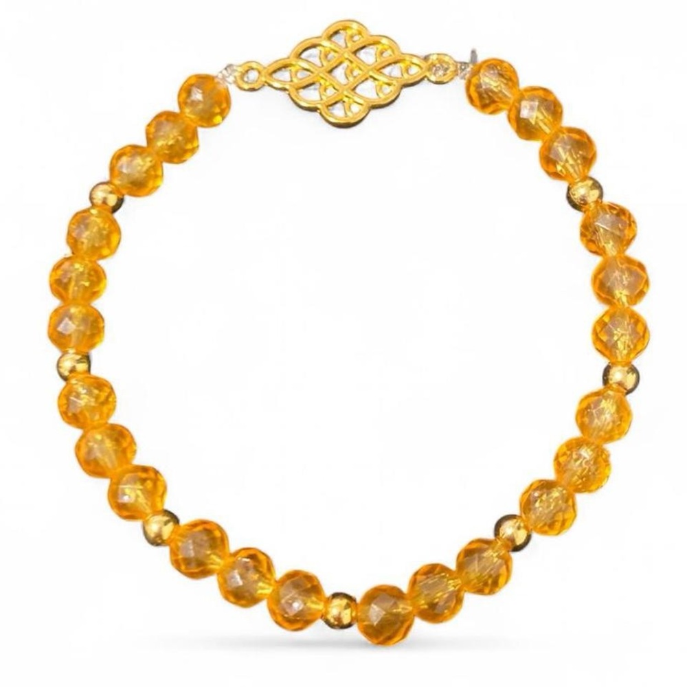 Gold and Orange Beaded Bracelet